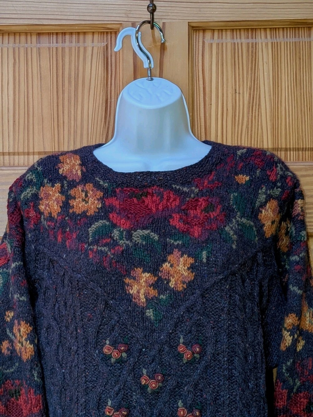 VTG 90s Laura Ashley Wool Tunic Sweater Womens S Floral Cottagecore Cable Knit - Picture 8 of 16